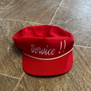 Red Service Cap with Rope Detail